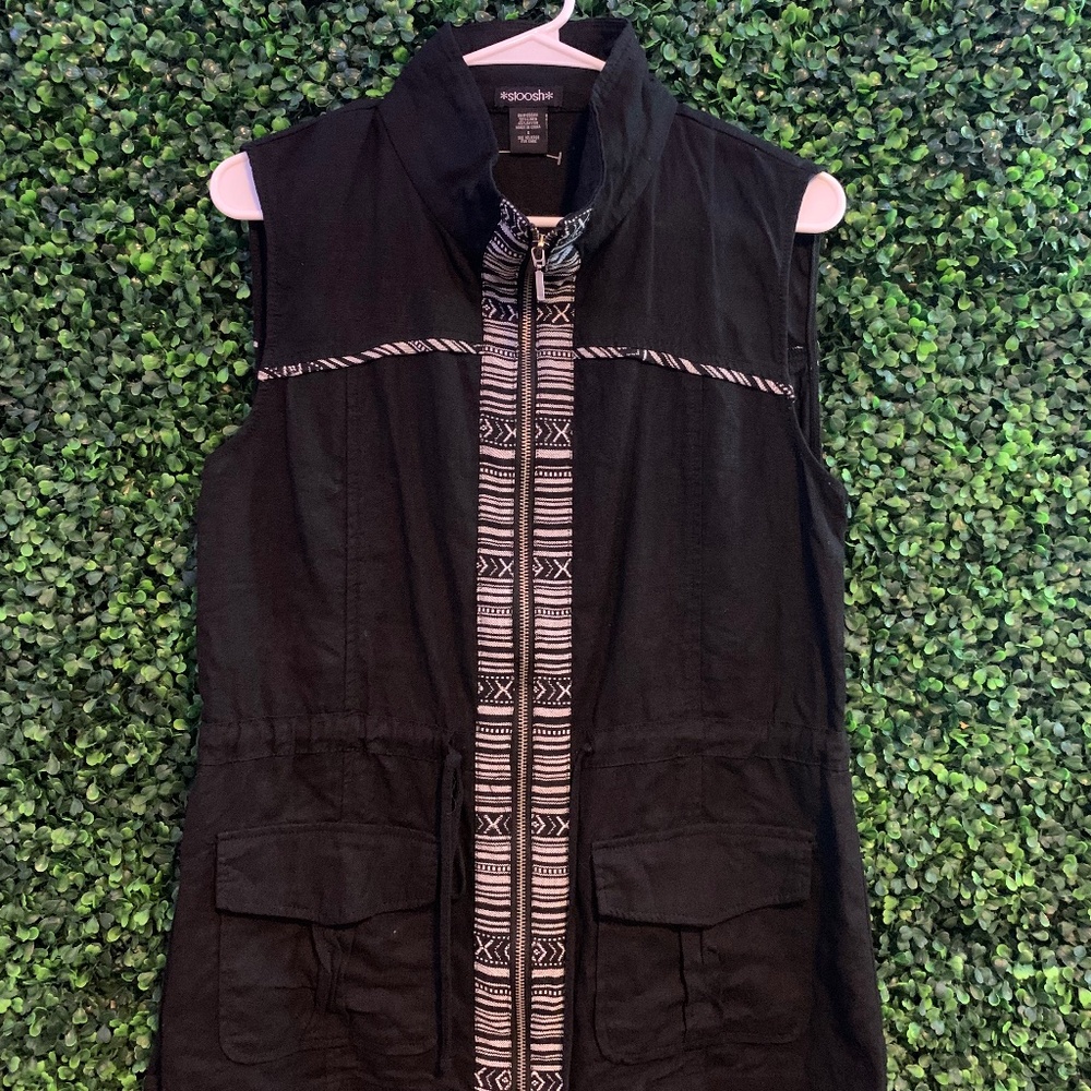 Black Vest with White Tribal Print